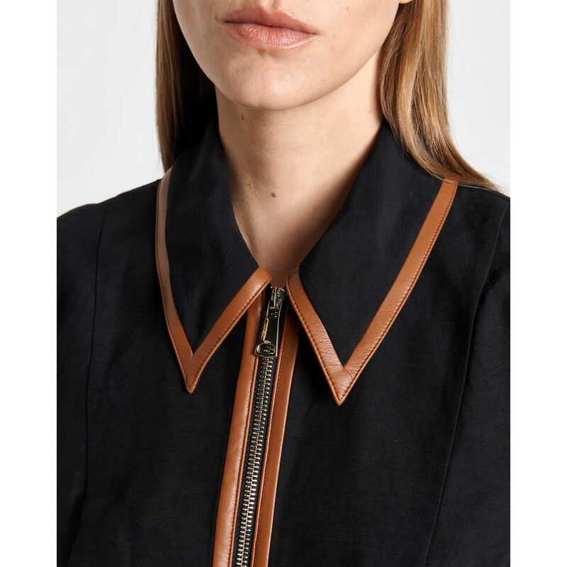 Cue Linen Blend Zip Front Top image number 2